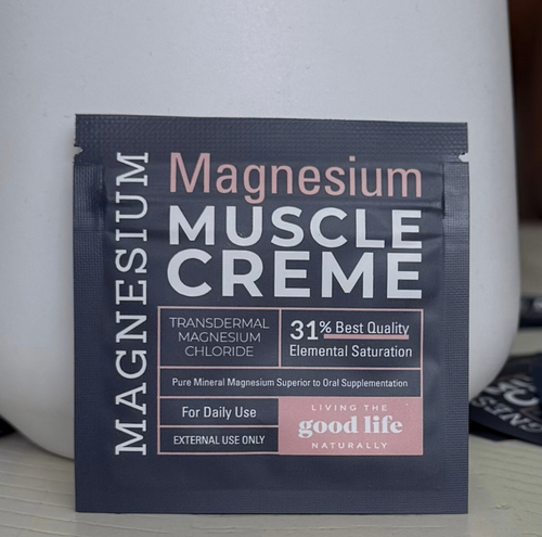Packaging of Magnesium Muscle Creme to Soothe Sore Muscles and Relieve Cramps